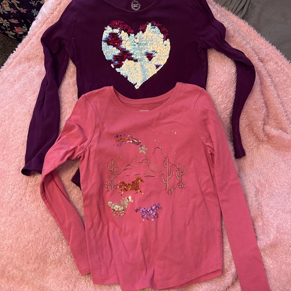 Pink and Purple Sequin Long Sleeve Tees